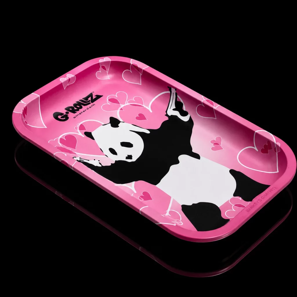 Plateau de Roulage Panda Banksy G-Rollz vu de trois quarts