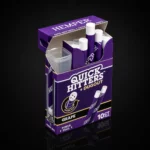 Boîte Quick Hitters Grape ouverte montrant les 10 one-hitters et le compartiment dugout