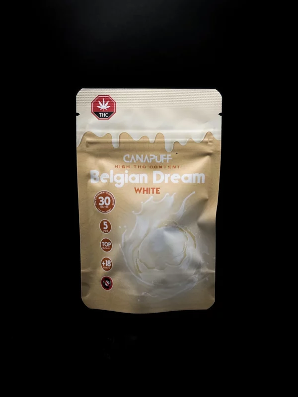 Canapuff Belgian White Chocolate Delta-9 30mg - fond noir studio, boutique Nature Lab