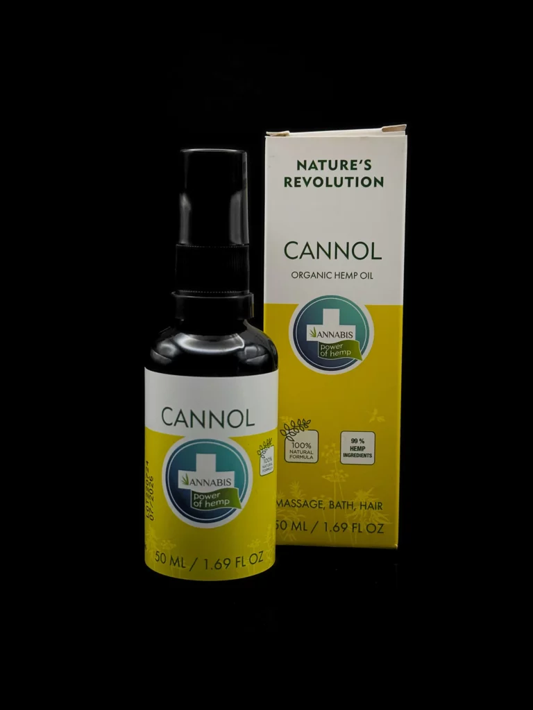 Cannol – Huile de chanvre 50ml – Soins corps et cheveux – Annabis - fond noir studio, boutique Nature Lab