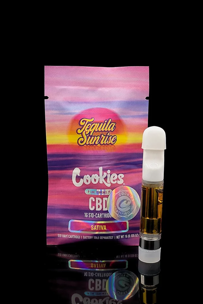 Cartouche Vape Pen Cookies Tequila Sunrise CBD - fond noir studio, boutique Nature Lab