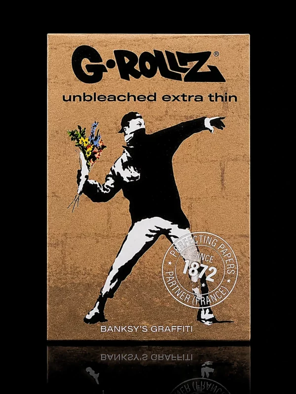 Feuilles G-Rollz Unbleached Extra Thin Banksy - fond noir studio, boutique Nature Lab
