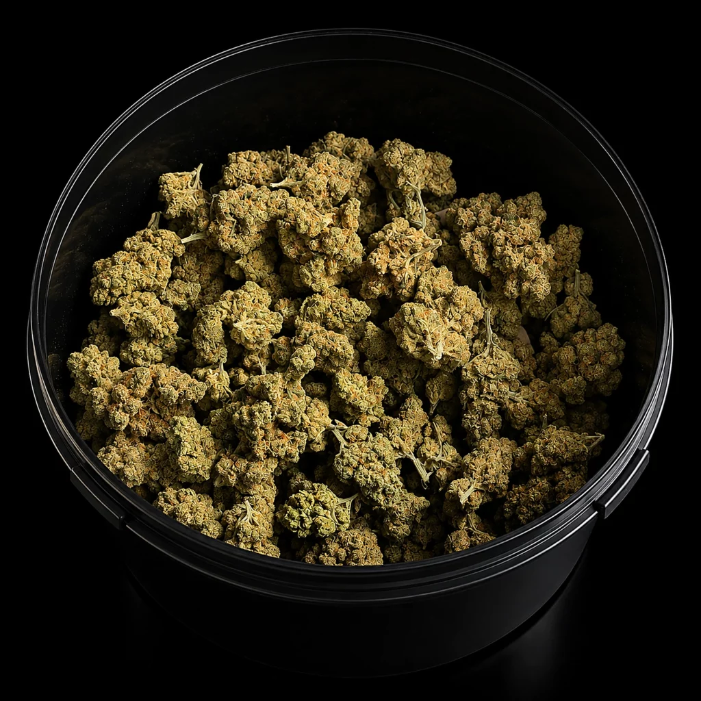Fleurs CBC Amnesia Haze en pot, vue d’ensemble des têtes, boutique Nature Lab