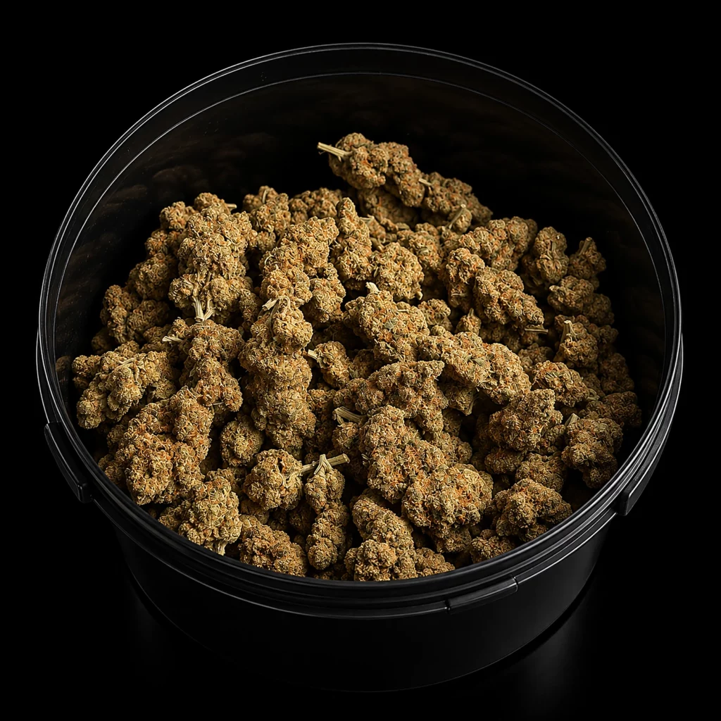 Fleurs CBC Cali Runtz en pot, vue d’ensemble des têtes, boutique Nature Lab