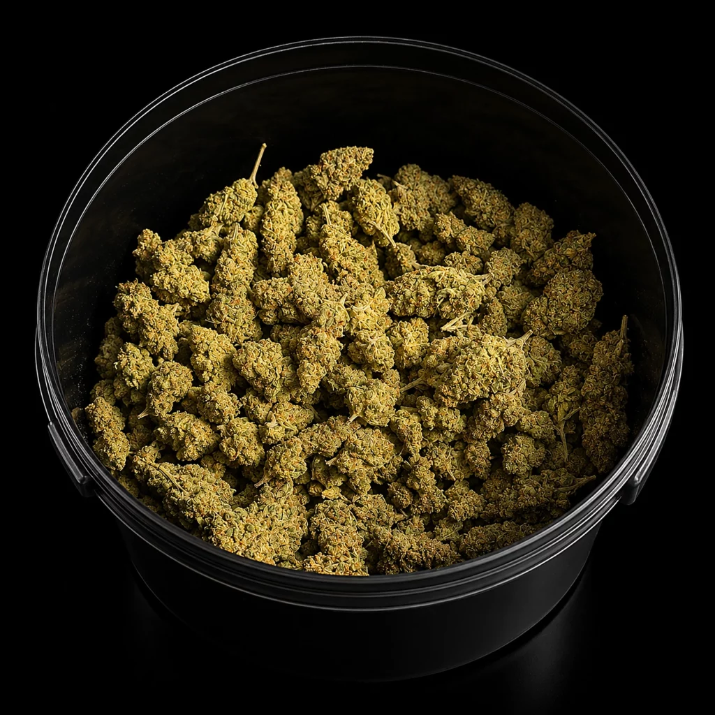 Fleurs CBC Strawberry Banana Gelato en pot, vue d’ensemble des têtes, boutique Nature Lab