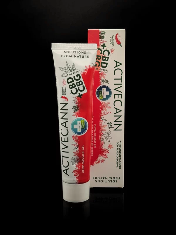 Gel Chauffant CBD + CBG Activecann – Annabis - fond noir studio, boutique Nature Lab