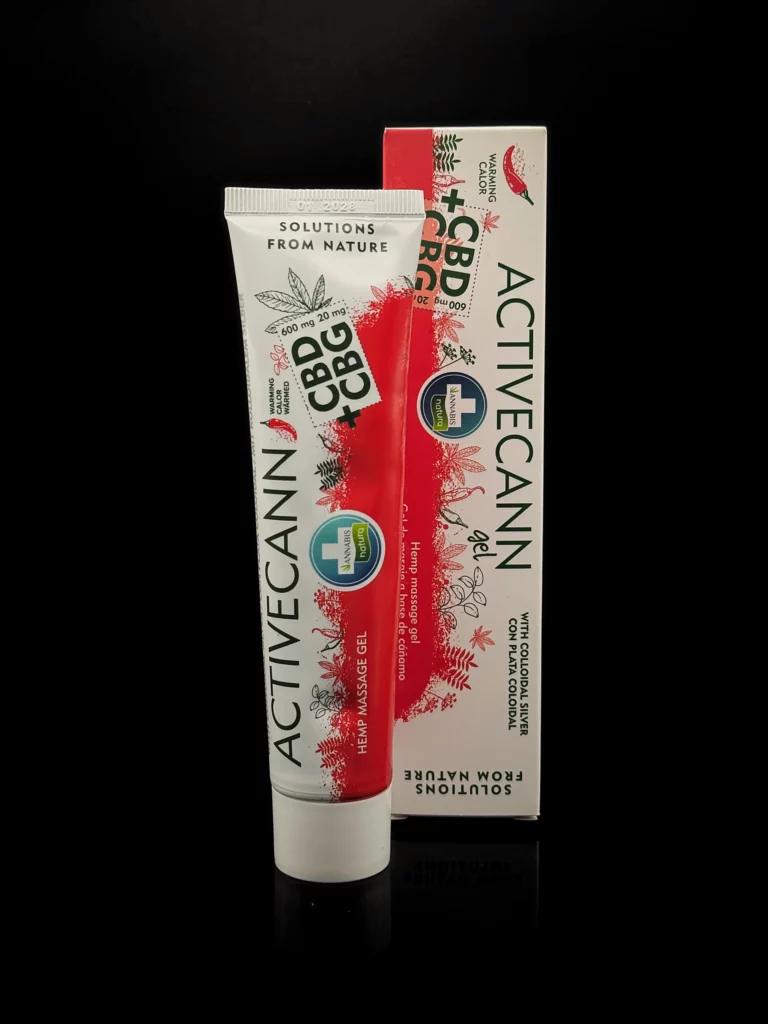 Gel Chauffant CBD + CBG Activecann – Annabis - fond noir studio, boutique Nature Lab