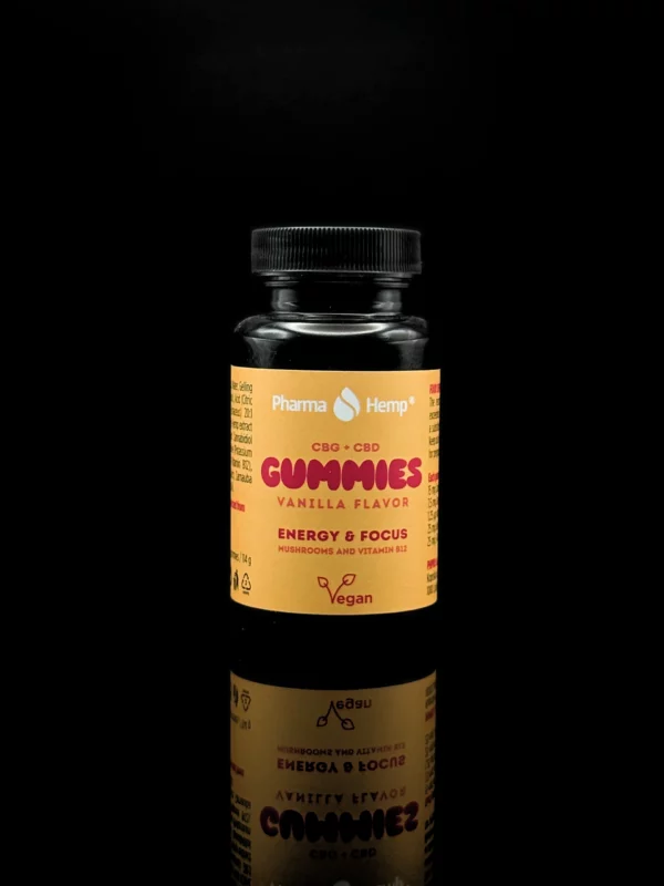 Gummies CBG + CBD Vanilla Pharma Hemp - fond noir studio, boutique Nature Lab