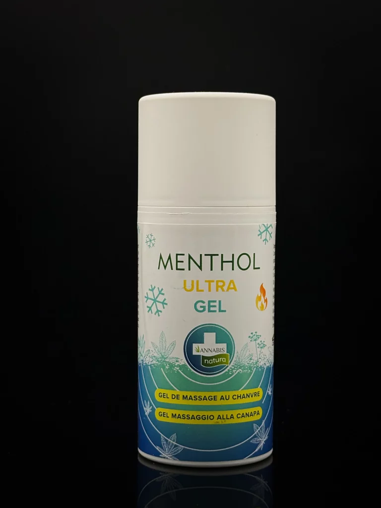 Menthol Ultra Gel Annabis, gel de massage au chanvre double effet froid-chaud, flacon airless 90 ml