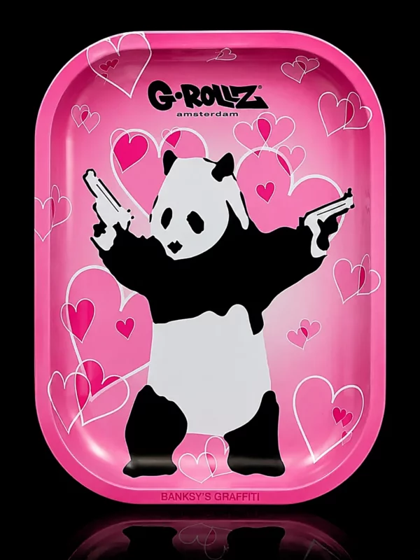 Plateau de Roulage Panda Banksy G-Rollz - fond noir studio, boutique Nature Lab