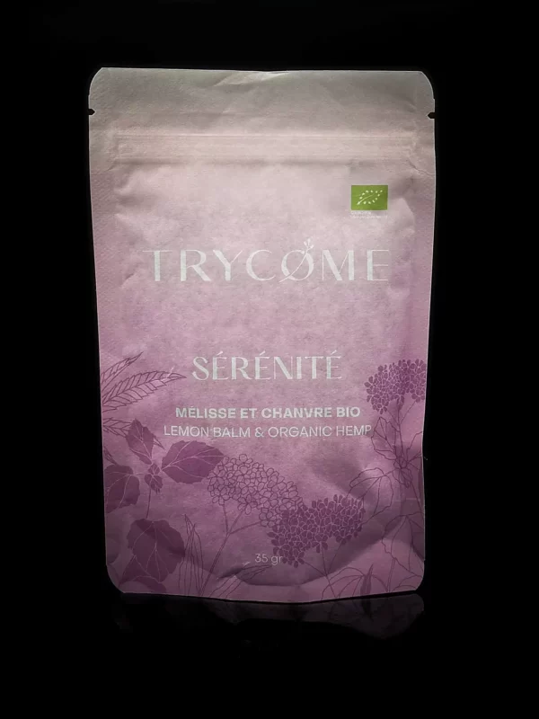 Trycome Infusion CBD Bio – Sérénité - fond noir studio, boutique Nature Lab