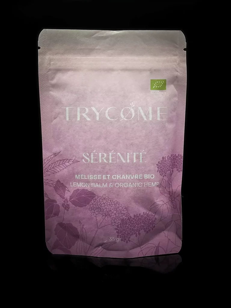 Trycome Infusion CBD Bio – Sérénité - fond noir studio, boutique Nature Lab