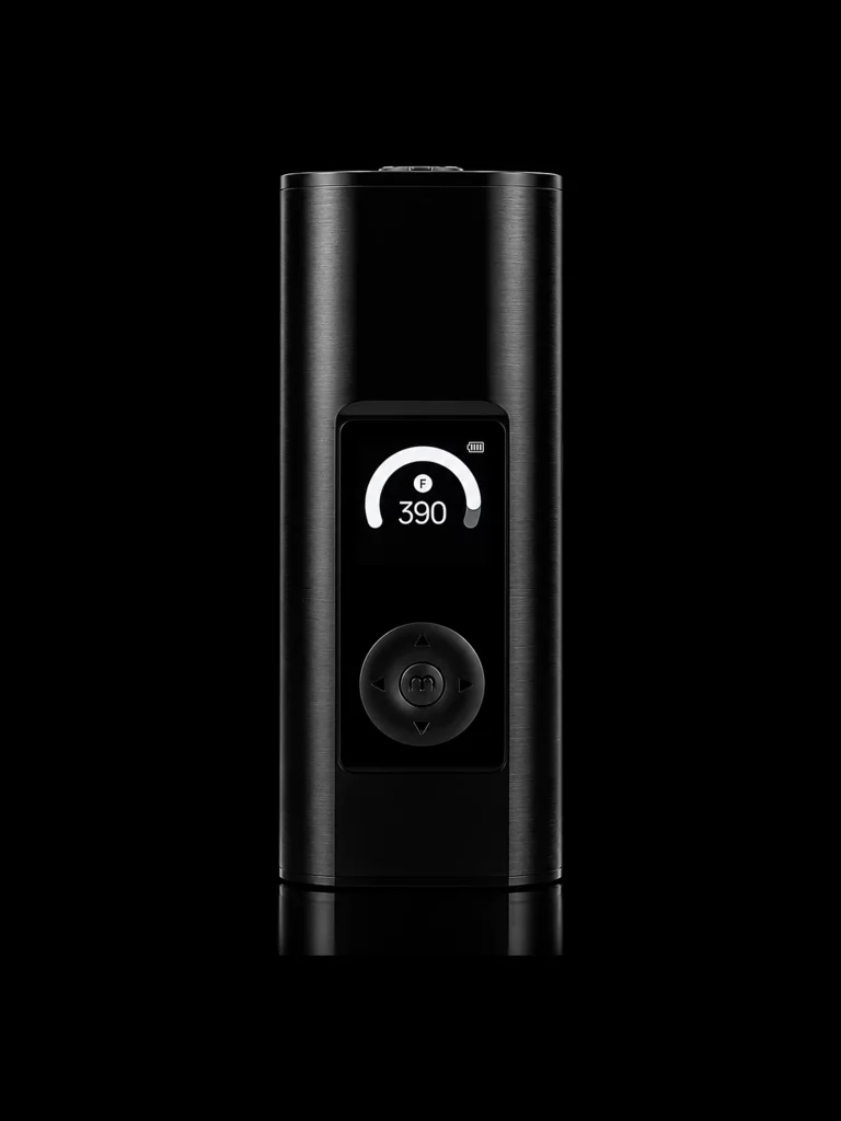 Vaporisateur Arizer Solo 3 noir avec écran et pavé de commande - fond noir studio, boutique Nature Lab
