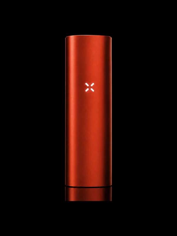 Vaporisateur PAX Mini coloris orange avec LED en pétales - fond noir studio, boutique Nature Lab