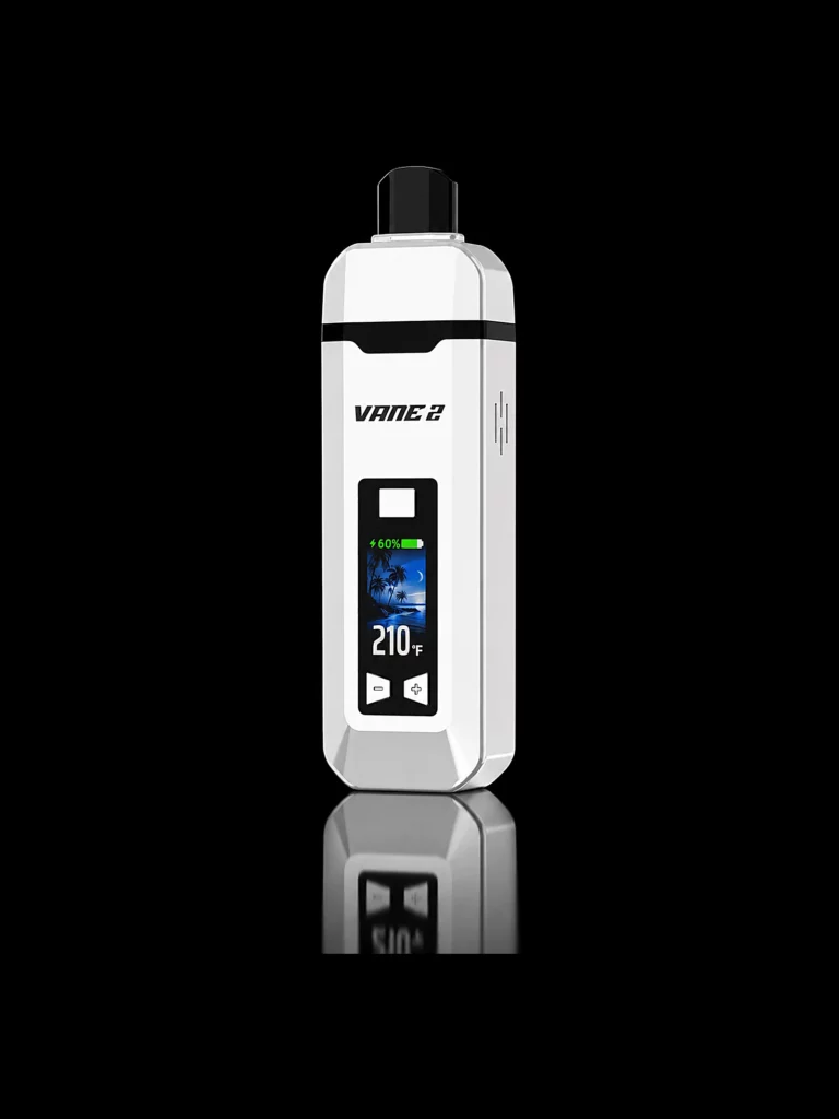 Vaporisateur Yocan Vane 2 coloris blanc avec écran couleur - fond noir studio, boutique Nature Lab