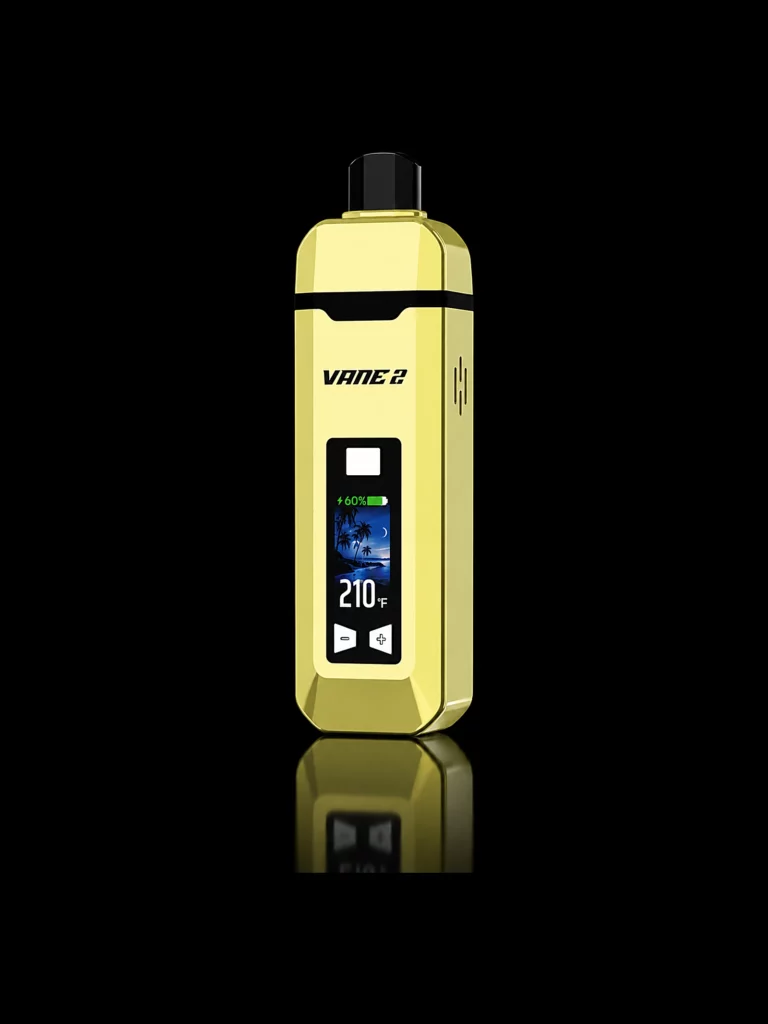 Vaporisateur Yocan Vane 2 coloris jaune avec écran couleur - fond noir studio, boutique Nature Lab