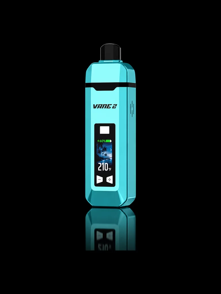 Vaporisateur Yocan Vane 2 coloris turquoise avec écran couleur - fond noir studio, boutique Nature Lab