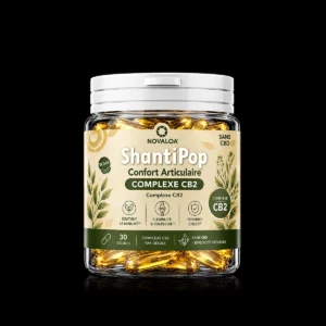 Gélules Confort Articulaire ShantiPop Novaloa - Complexe CB2® 50 mg, curcuma & gingembre - Pot de 30