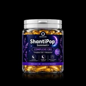Gélules Sommeil+ ShantiPop Novaloa - Complexe CB2® 50 mg + Mélatonine 1 mg - Pot de 30