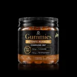 Gummies Détente Avancée Novaloa goût Pêche Ananas, Complexe CB2 40 mg, pot de 30 gummies vegan - fond noir studio, boutique Nature Lab