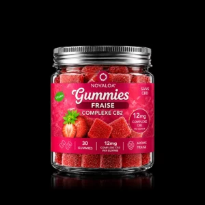Gummies Fraise Novaloa - Complexe CB2® 12 mg, façon bonbon - Pot de 30